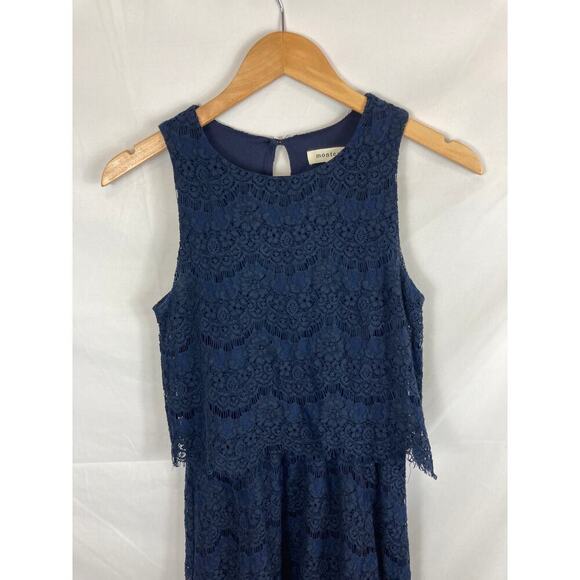 Monteau Navy Lace Layered Sleeveless Dress Size Small - Picture 3 of 6